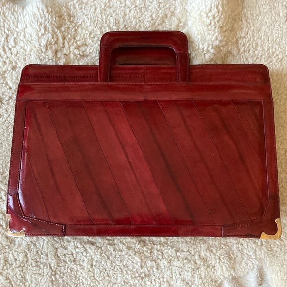 Vintage eel skin briefcase with retractable handles and detachable strap. - Picture 2 of 12
